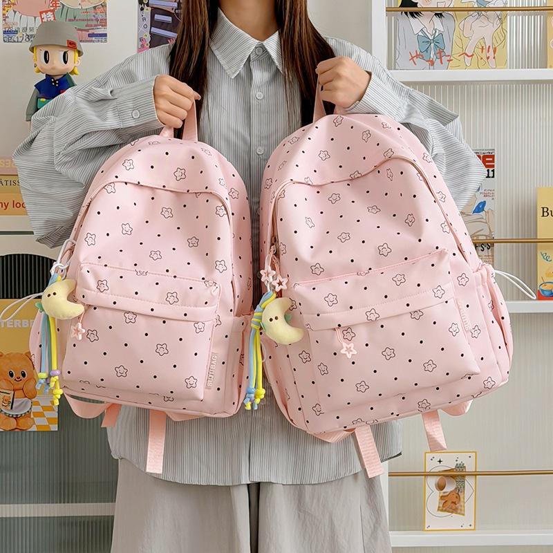 Student's Large Capacity Schoolbag Women's Little Star Print Backpack