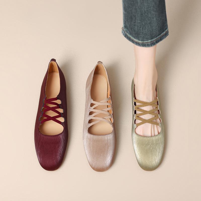 Huge and easy to wear~ Ballet shoes cross elastic Mary Jane shoes soft-soled grandma shoes women's single shoes