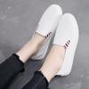 2025 autumn student shoes women's breathable mesh white shoes one pedal leather wear-resistant low-top lazy shoes