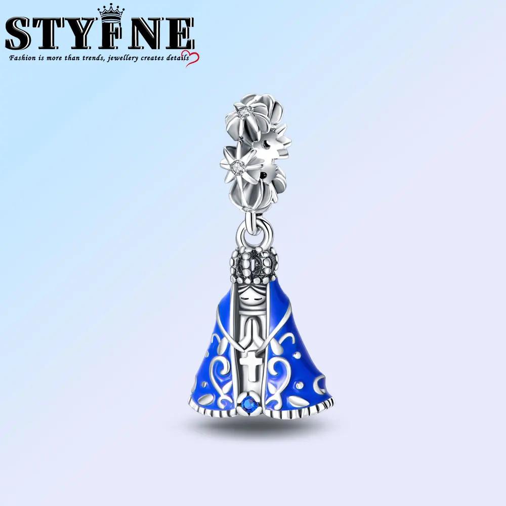 Exquisite Copper Nossa Senhora Aparecida Dangle Cross Charms Pendants Fit Original Bracelets Diy Jewelry For Women