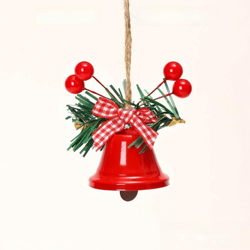 4pcs with Berry Pine Needle Christmas Jingle Bell Ornaments Hanging Style Metal Xmas Hanging Bells Christmas Tree Pendant