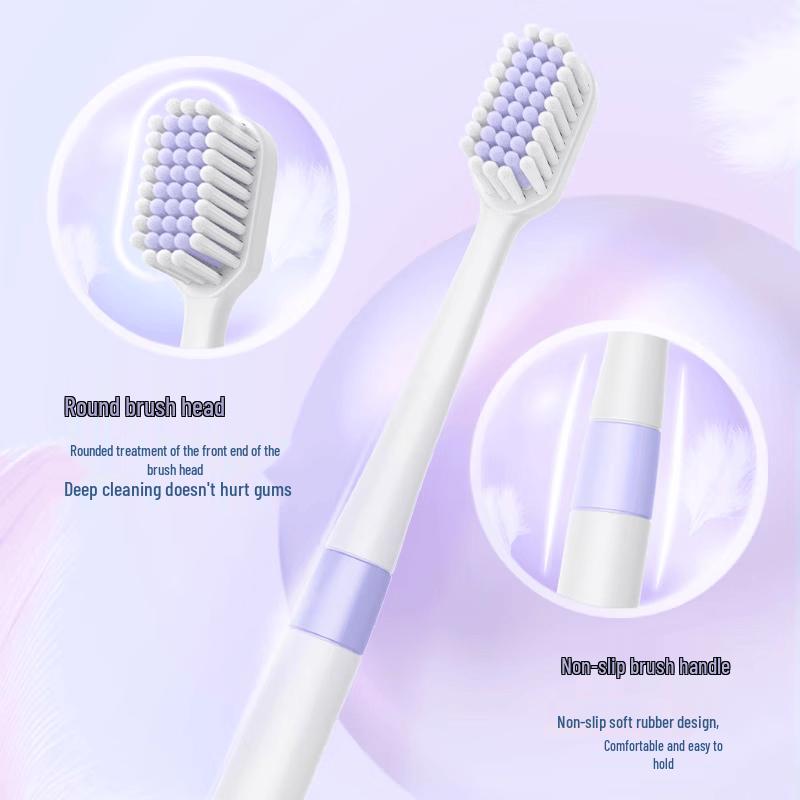 Lengsuanling Cloud Feel Kleine Breite Kopf Weiche Zahnbürste 4er-Pack (Weiß+Blau)