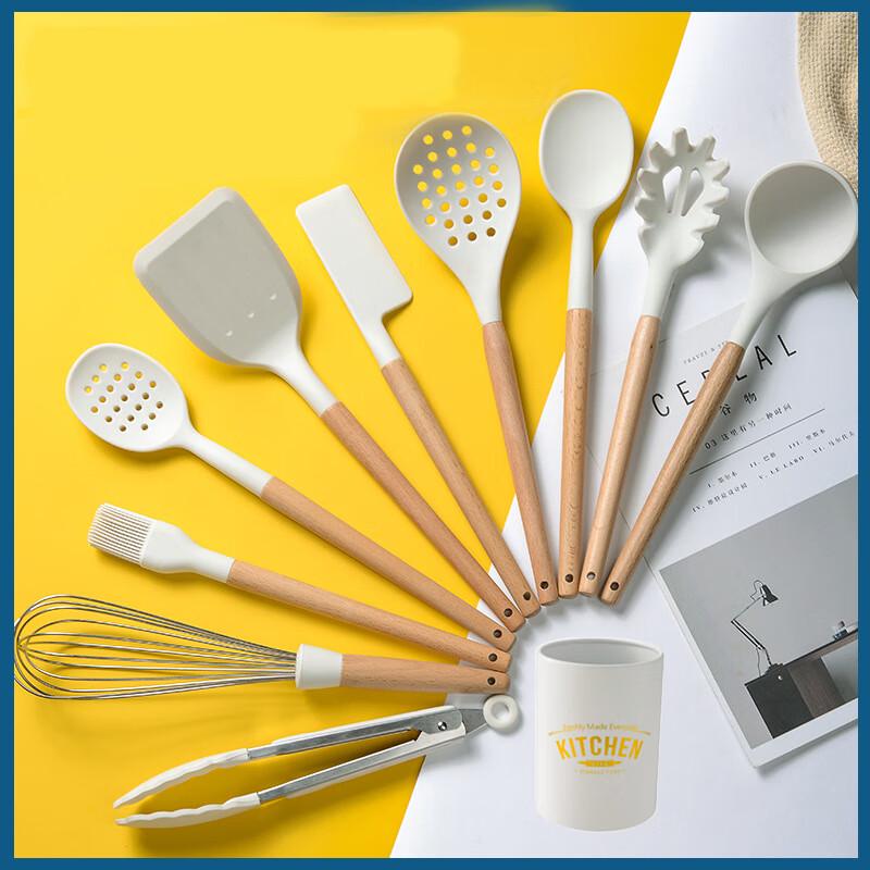 Xidian 11-Piece White Silicone Kitchen Utensil Set