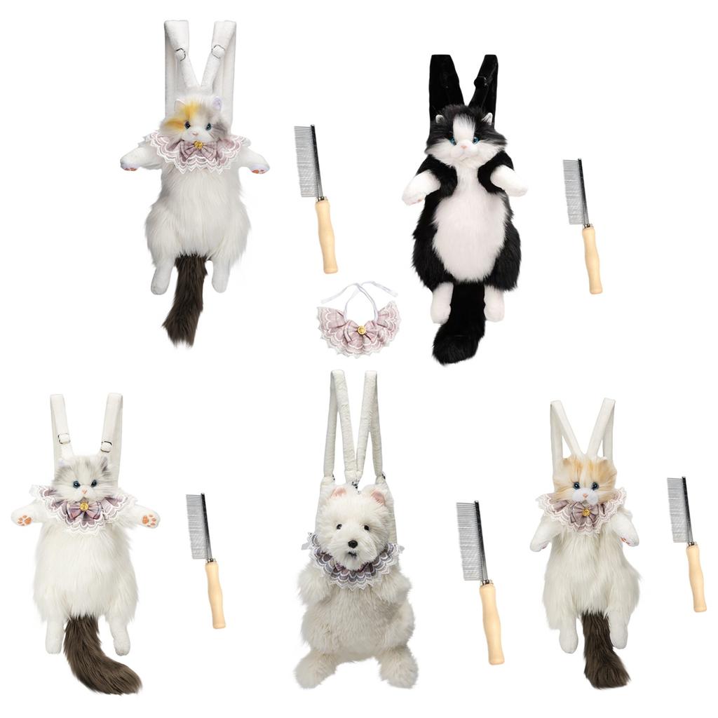 Рюкзак м'яка іграшка Милий плюшевий рюкзак у вигляді кота Іграшка, Зроблений вручну реалістичний рюкзак у формі кота для супроводу м'якого кота