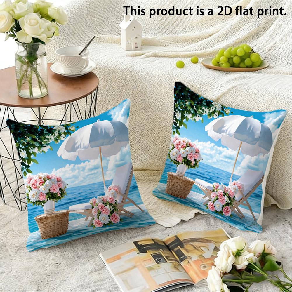 Shells On Sand Beach Pillow Coverscushion Covers, Zippered, Decorative Pillowcases, 45X45 Cover Sleeves