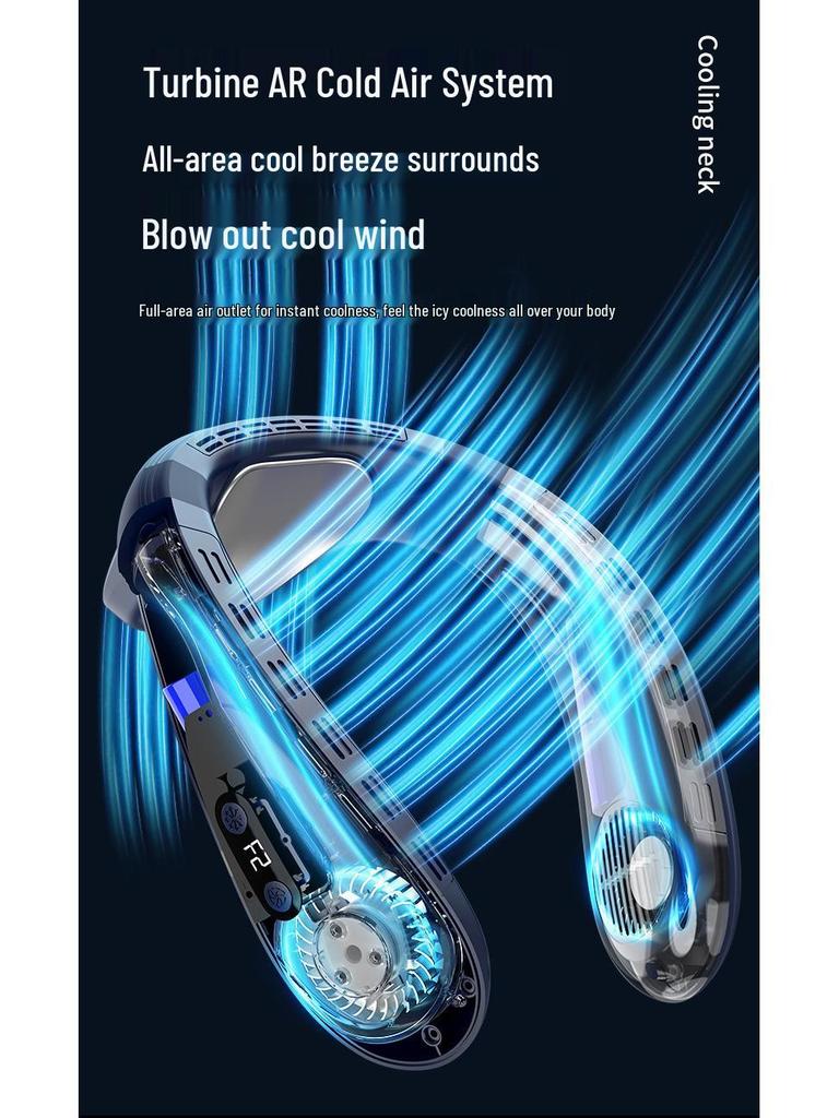 Portable USB Bladeless Neck Fan with Digital Display for Japan and South Korea