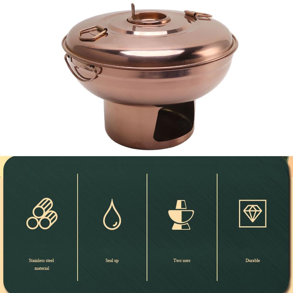 Rose Gold Chinese Hot Pot Multipurpose Dessert Fondue Pot Practical Dry Ice Hot Pot  Home Kitchen