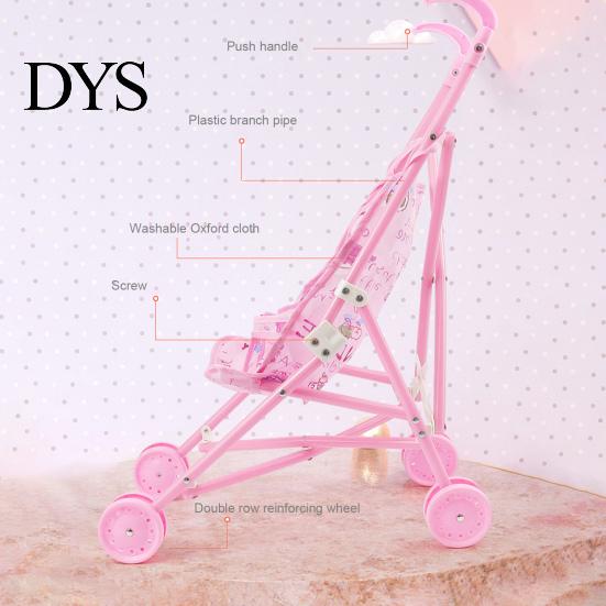 Miniature Stroller 1 Set Doll Sturdy Easy-Fold Lightweight Creative Pram Toy with Baby for Girl Walker