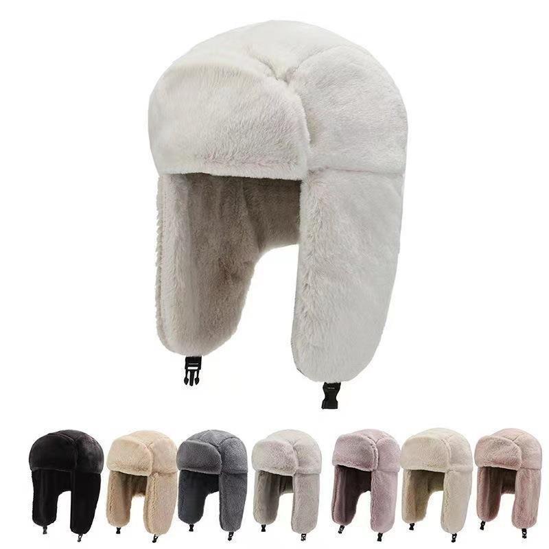 Winter Women's Windproof Faux Rabbit Fur Hat with Ear Protection - Fashionable & Warm for Outdoor Cycling