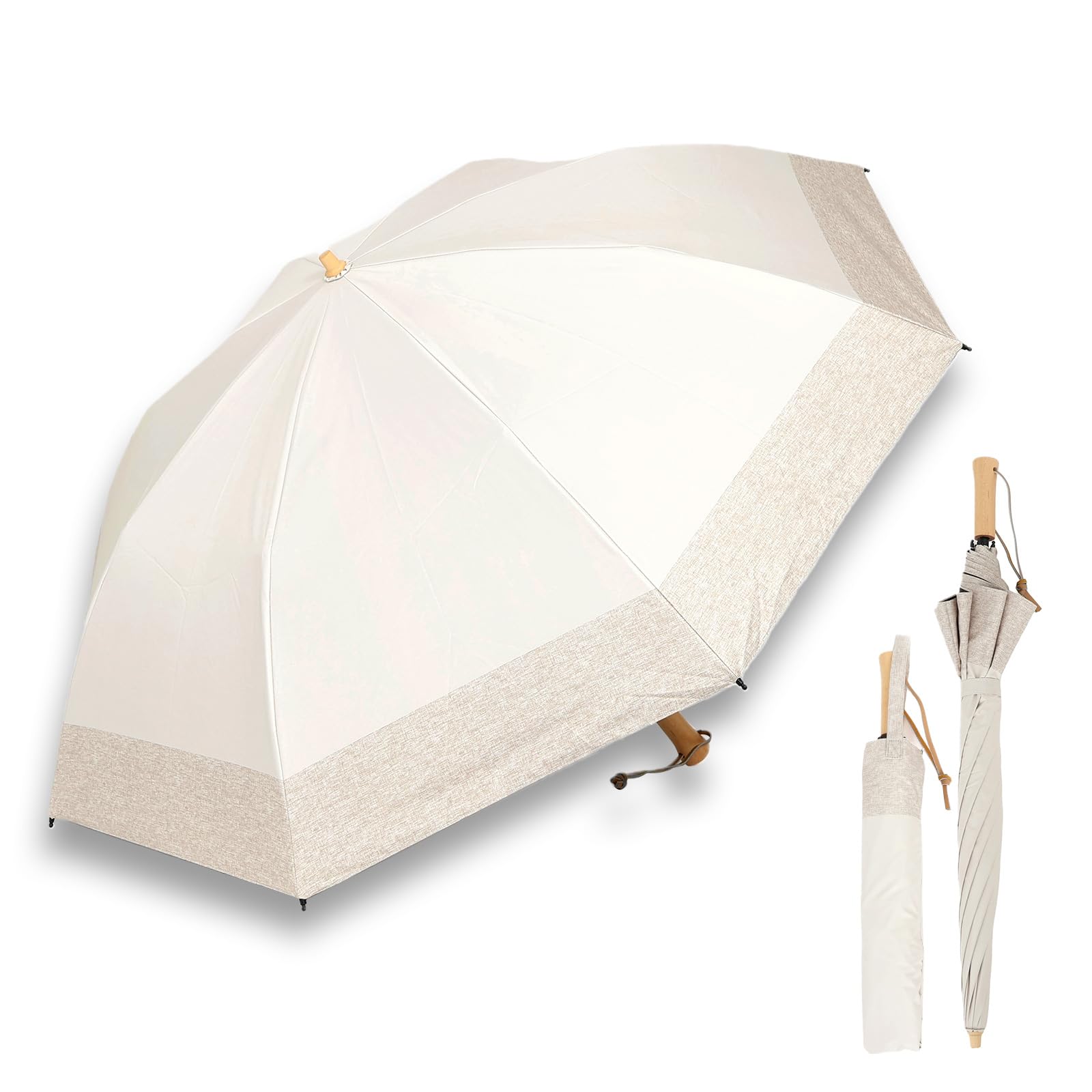 

Складной Длинный Подходит для Солнца и УФ-света x Вересковый Зонт от солнца, Зонт, 2-сторонний, Дождь, Защита, Блокировка 99,9%, Прочный, Легкий, Женский (бежевый