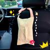 Creative French-Style Fabric Hanging Car Tissue Box, Adjustable Napkin Holder