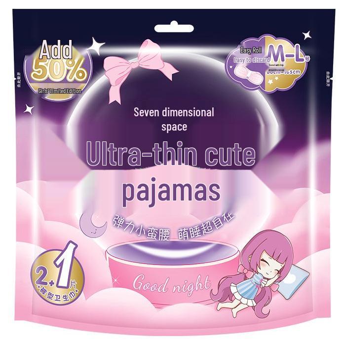 "Absorventes higiênicos ultrafinos de algodão puro Seven Degrees Space - respiráveis, uso diário e noturno para meninas"