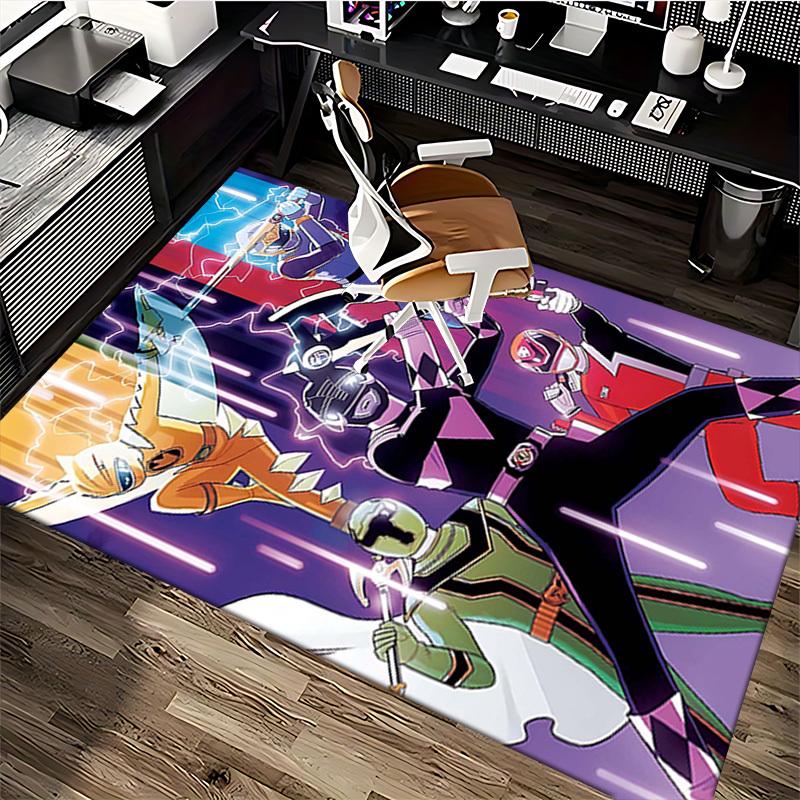 1pc Power Rangers Lightning Strike Chair Mat - Anime Cartoon Design, Non-Slip Carpet for Office, Home Decor, Living Room, Bedroom, Game Room - Perfect