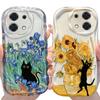 Vintage Blue Floral Black Cat Case for Xiaomi Redmi Note 14 13 12 11 10 Pro Plus 5G 9 14C 13C 4G 12C 10C 10S A2 A1 Soft Cover