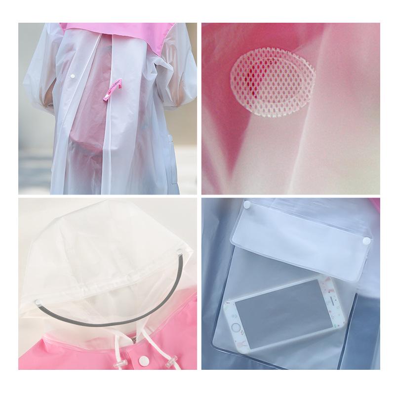 Qinfei Unisex Long Travel Rain Poncho with High-Frequency Heat-Pressed Seams