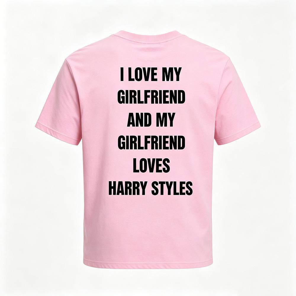 Meine Freundinnen sind in Harry Styles verliebt Unisex Boxy T-Shirt Mode Design Grafikdruck T-Shirt Hohe Qualität Baumwolle Bequemes Oberteil