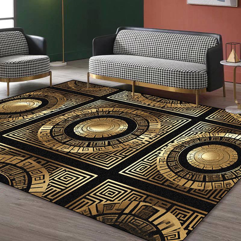 Nordic Style Large Rugs for Living Room Luxurious Black Gold Decoration Non-slip Fioor Mats Bedroom Cloakroom Soft Fluffy Carpet