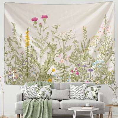 Tropical Plant Flower Tapestry Wall Hanging Minimalist Art Ins Psychedelic Mystery Aesthetics Room Decor
