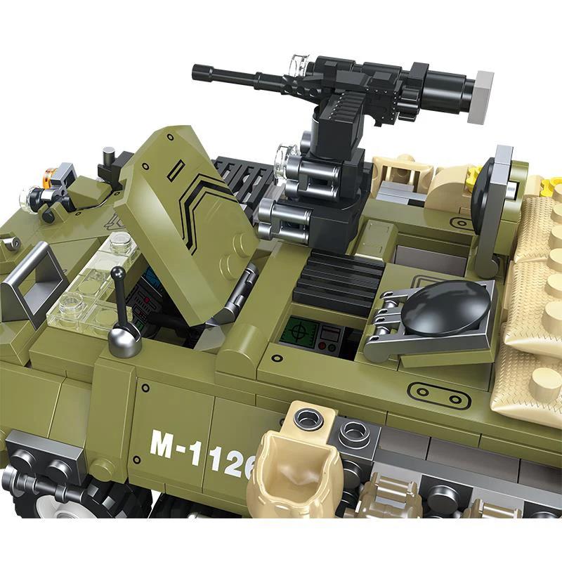 New Arrival World War II Military Series M1126 Armored Vehicle Model Collection Ornaments Building Blocks Bricks Toys