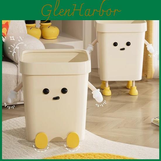 Cute Trash 1216l Can Cartoon Garbage Bin With Eyes Hands Legs Plastic Open Top Waste Basket For Kitchen Office Bathroom