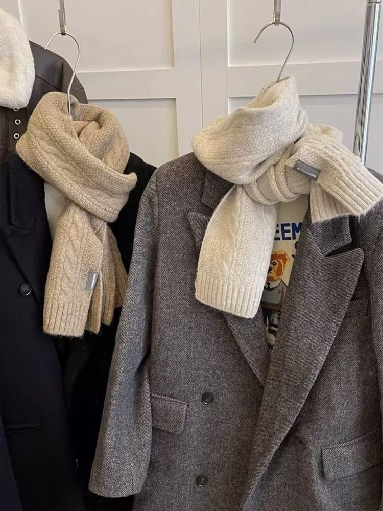 Women Winter Atmosphere Solid Color Simple Soft Warm Lazy Style Small Neck New Korean Versatile Knitted Scarf