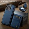 For iPhone 13 Pro 6.1 inch Case AUTSPACE A12 Leather Phone Case with Detachable Card Bag