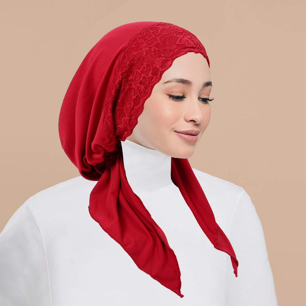 Solid Color Pre-Tied Hijab Wrap Head Scarf Muslim Turban Bonnet for Women Inner Hat Turbantes Cap