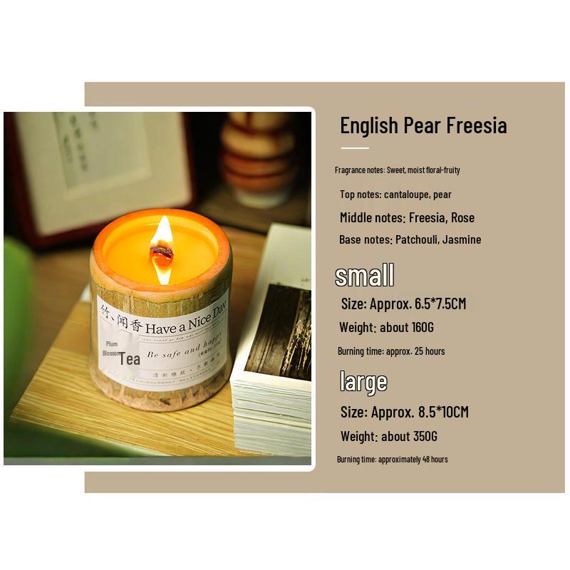 Bamboo You Safe Smokeless Aroma Candle: Long-Lasting Indoor Fragrance Ornament & High-End Creative Souvenir Small Bamboo (6.5*7.5cm)