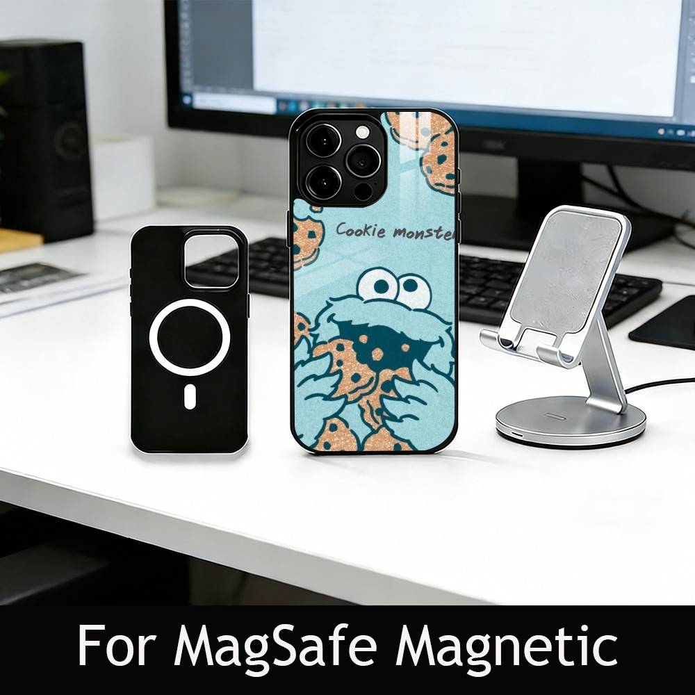 Cut Cartoon C-Cookies Monster Phone Case For iPhone17,16,15,14,13,12,11 Plus,Pro Magnetic with Magsafe Wireless Charging