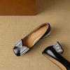 Krazing Pot Cow Skin Summer Size 40 Med Heels Crystal Butterfly-knot Decoration Square Toe Diamond Heels Gladiator Pumps