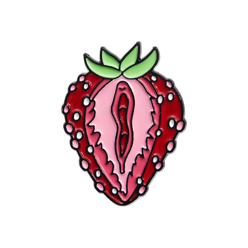 

Unique Stylish And Fruit Themed Alloy Brooches With Colorful Strawberry And Banana Patterns For Accessories Trendy QHXZ233