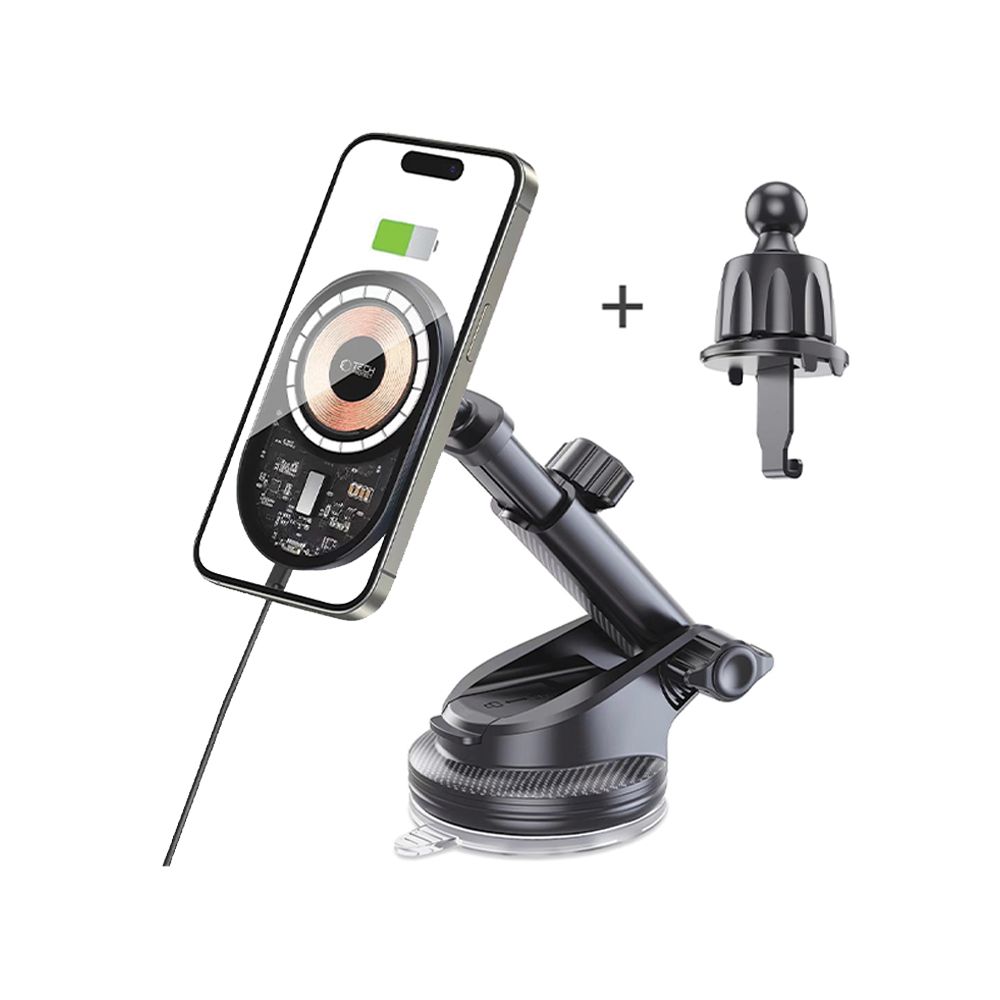 Tech-Protect Mm15W-V6 Magnetic Magsafe Dashboard & Vent Car Mount Wireless Charger 15W Black/Interior