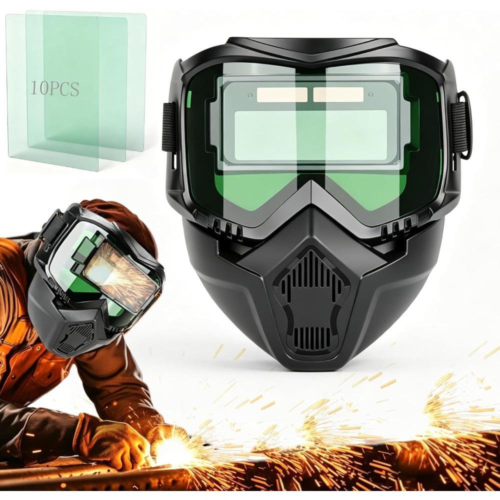 Auto-Darkening Welding Helmet for Eye Safety, Detachable Optical Clarity Welding Helmet, 180° Panoramic View, 1/1/1/1 True Color Solar Powered