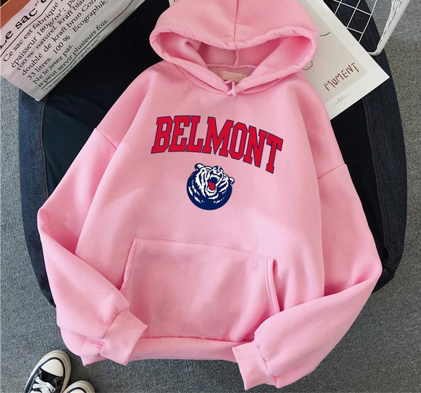 Women Hoodies Fashion Belmont University Print Hip Hop Fleece Woman Casual Pullover Unisex Streetwear Male Clothes Hoody S