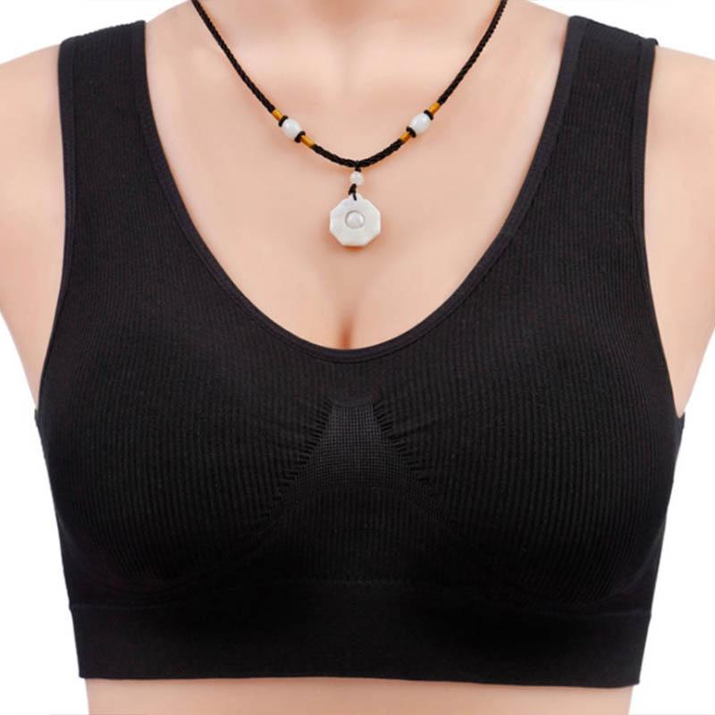 

Дамы с нагрудной подушечкой Хлопковый жилет со сборками Антибликовый Противопровисающий Противоударный Удобный и дышащий Простой бюстгальтер больших размеров без стального кольца XL