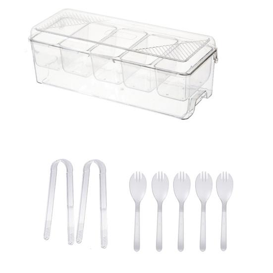 Outdoor Crisper with Lid Multi-Grid Transparent Food-Grade Container Dustproof Spill-Proof Lunch Box for Camping Picnic And Refrigerator