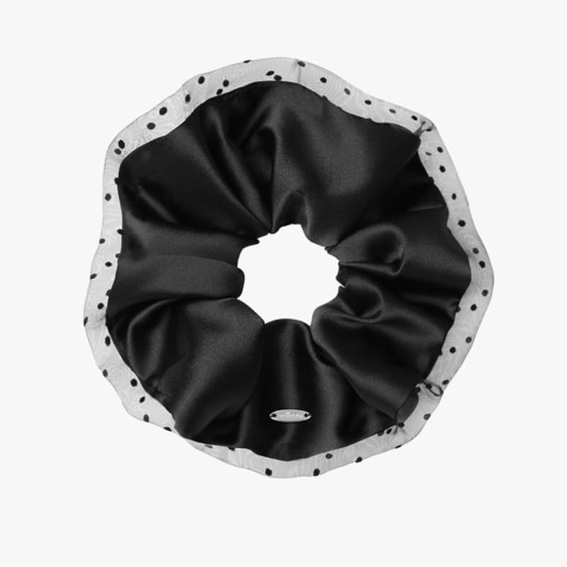 mellotory dot mesh satin scrunchie (black)