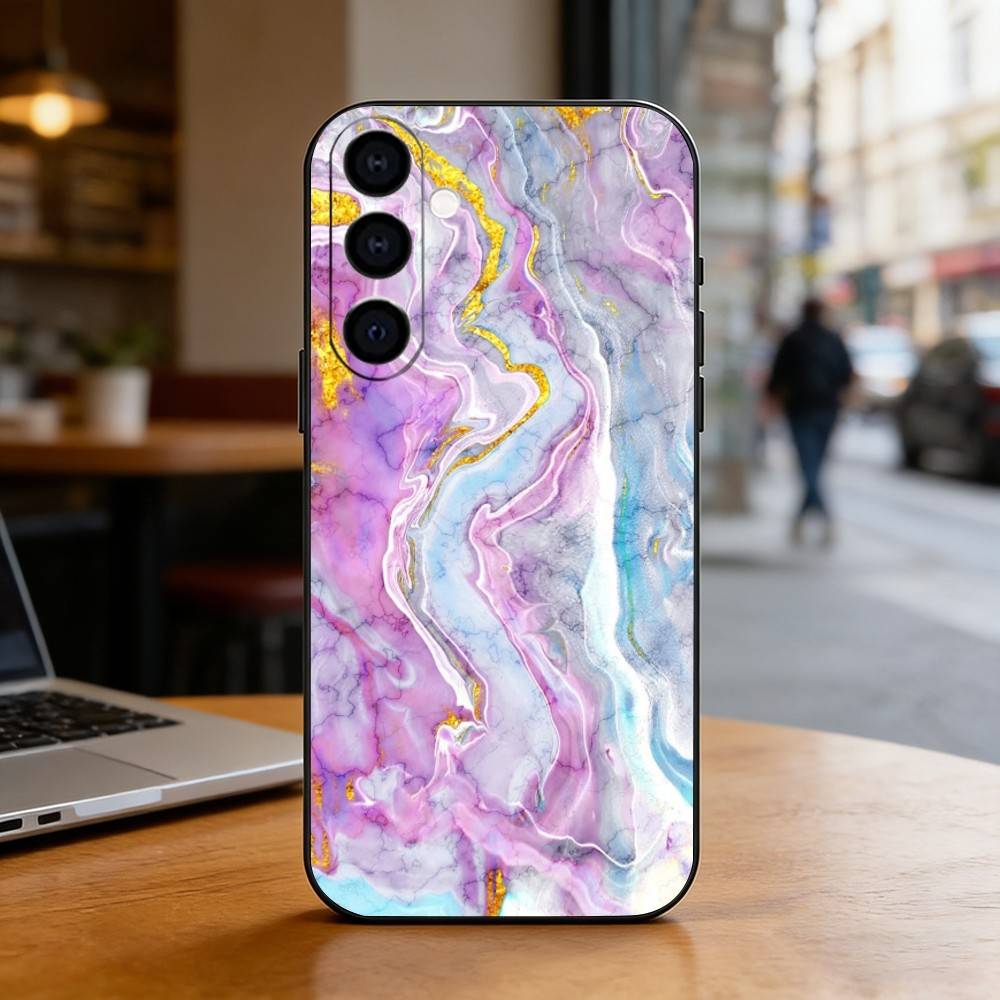 Marble Pattern Phone Case For Samsung Galaxy A73,A72,A71,A70,A53,A52,A51,Soft Silicone Black Cover