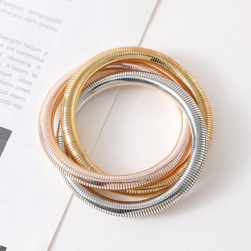 Bracciale Luce Lusso Moda Versatile Bracciale a Tre Strati Colore Misto Avvolgimento Bracciale Elastico