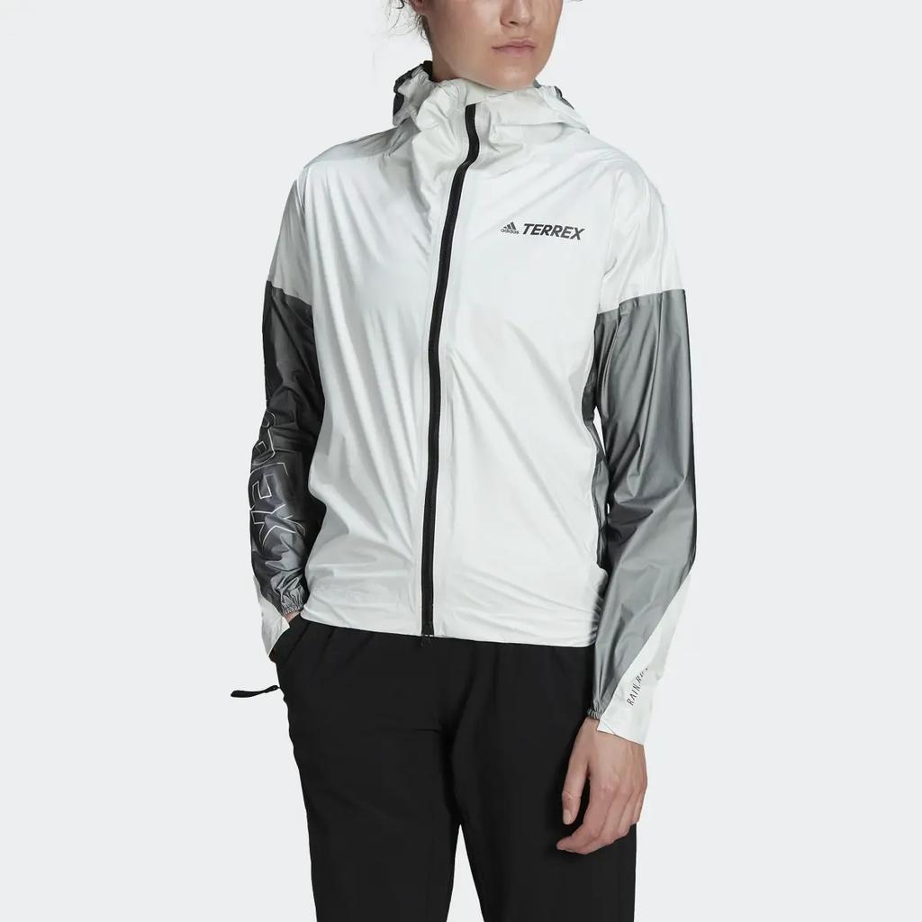 Adidas Terrex Agravic Třívrstvá Pro Nepromokavá Bunda Potisk Písmen Barevný Blok Dlouhý Rukáv Bunda s Kapucí Dámská Bunda Bílá H44104