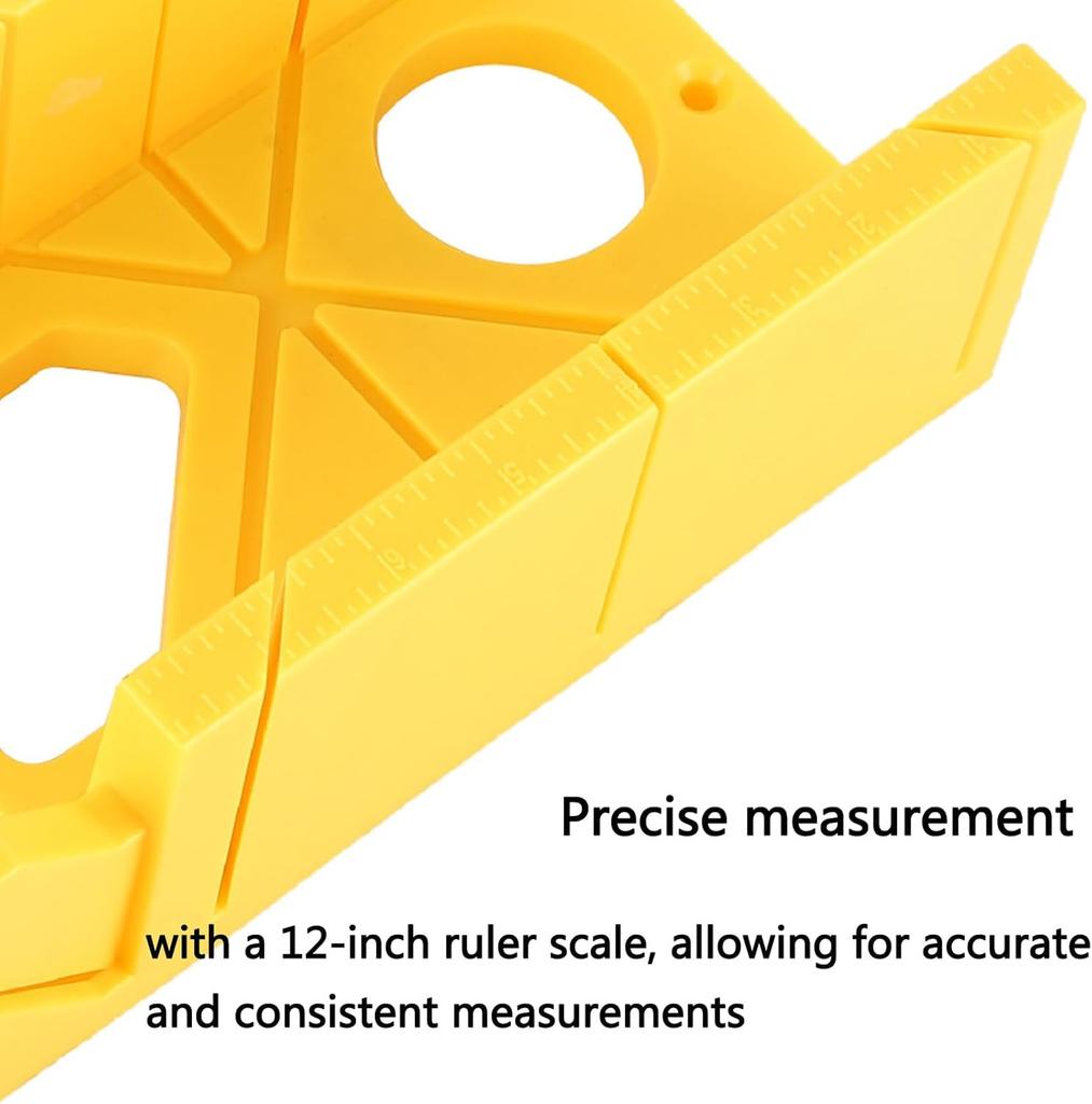 12-Inch High Impact Plastic Miter Box with Versatile Cutting Angles and Ruler Scale