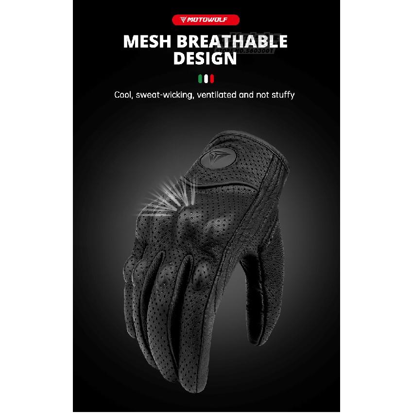 Genuine Leather Motorcycle Gloves Winter Moto Gloves Men Summer Goatskin Motorbike Touch Screen Fist Joint Protect