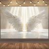 1 Elegant Angel Wing Wall Art Piece - High-quality Polyester Fiber, White and Gold Accents, Perfect for Christmas Decoration