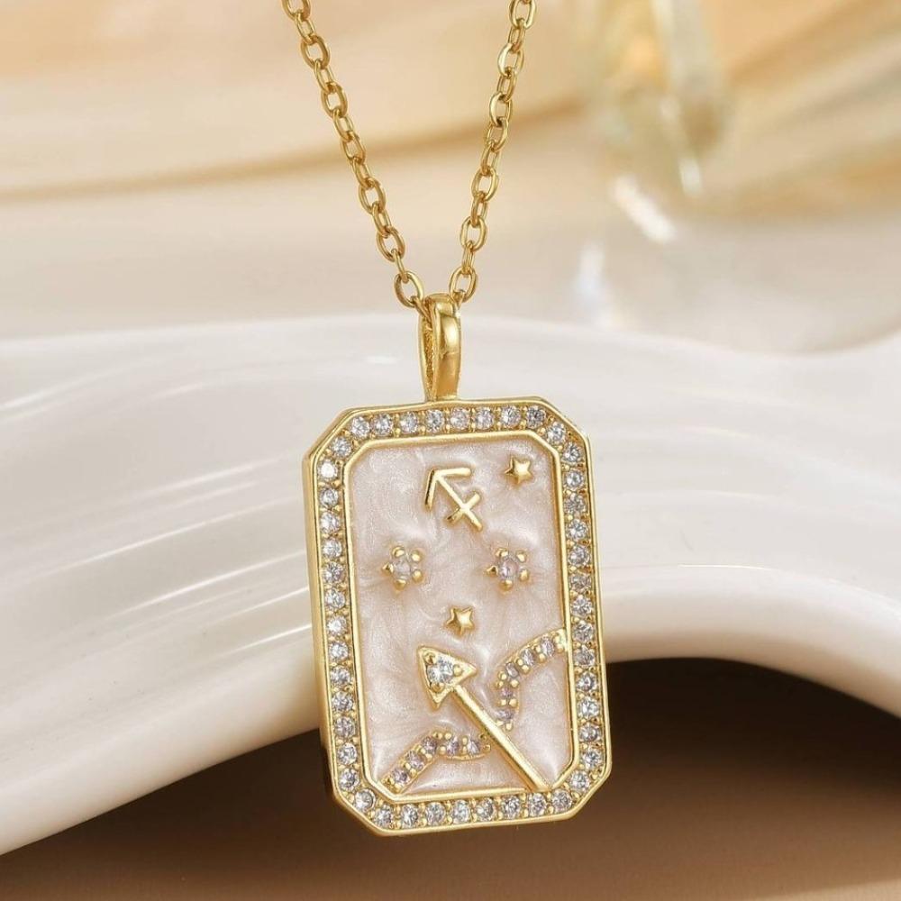 Neck Jewelry 12 Constellation Necklace Gold Plated Zodiac Pendant Necklace  Unisex