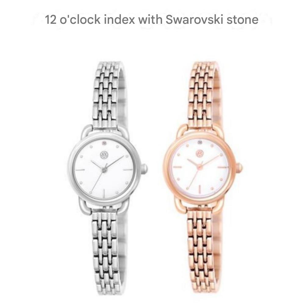 Ensemble Montre Métal Pierre de Diamant Volkswagen + Bracelet