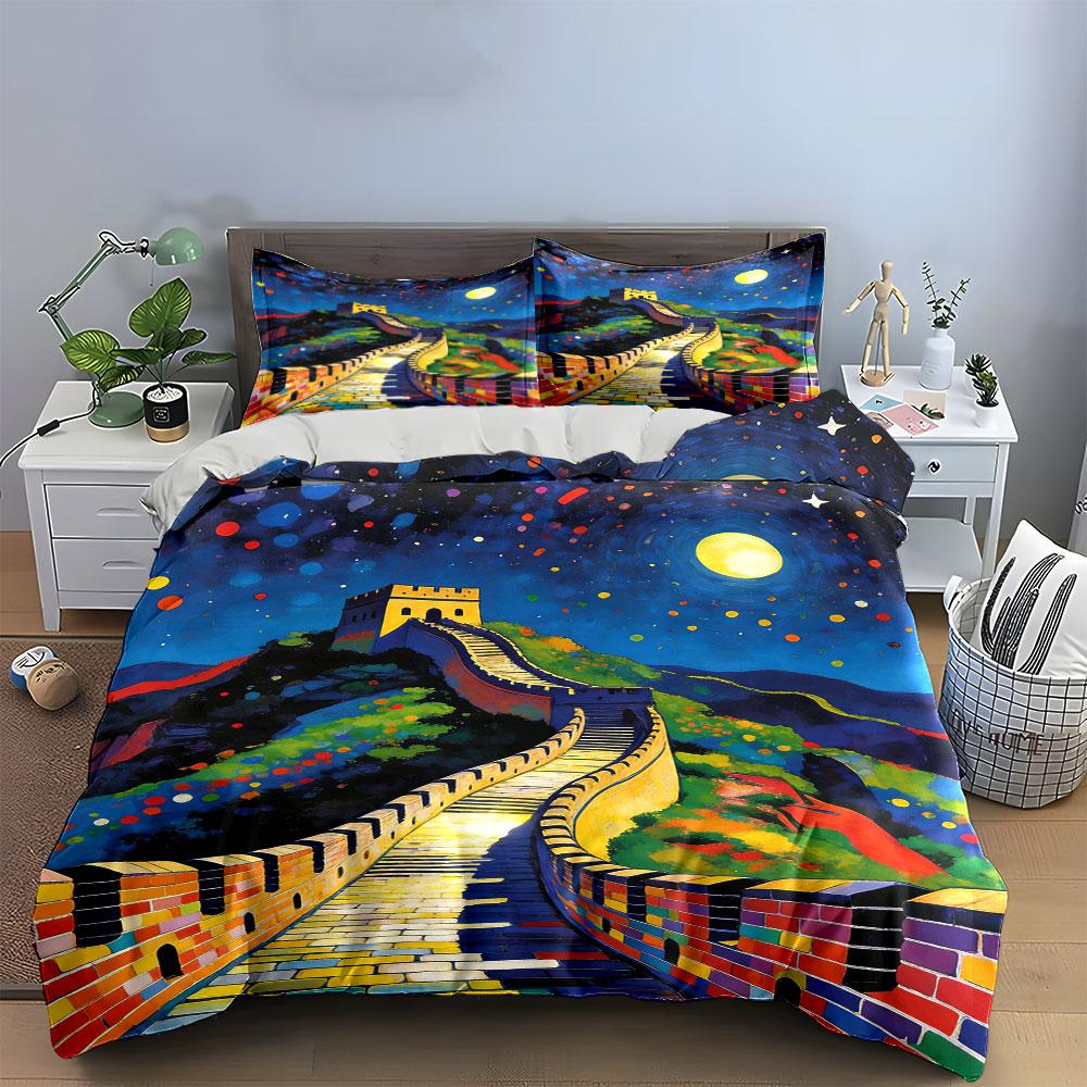 Great Wall under moon. Bedding sets Duvet cover sets Duvet covers Pillowcases(1 * Duvet Cover 2 * Pillowcases without duvet insert)
