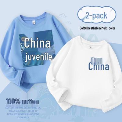 Chłopięcy T-shirt z długim rękawem - Jesienna cienka bawełniana odzież wierzchnia, Styl 20245, Idealny na wiosnę i jesień