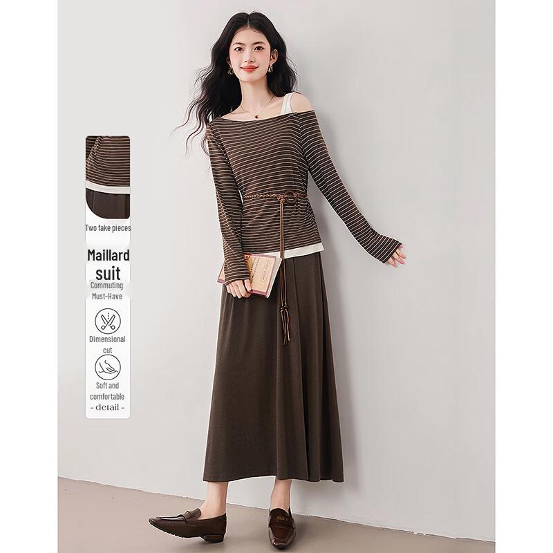 

Elegant Off-Shoulder Top & Skirt Set M