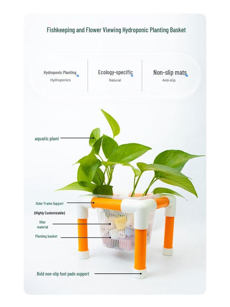 Hydroponic Plant Basket for Aquatic Tanks - Pothos Holder & Landscaping Decor