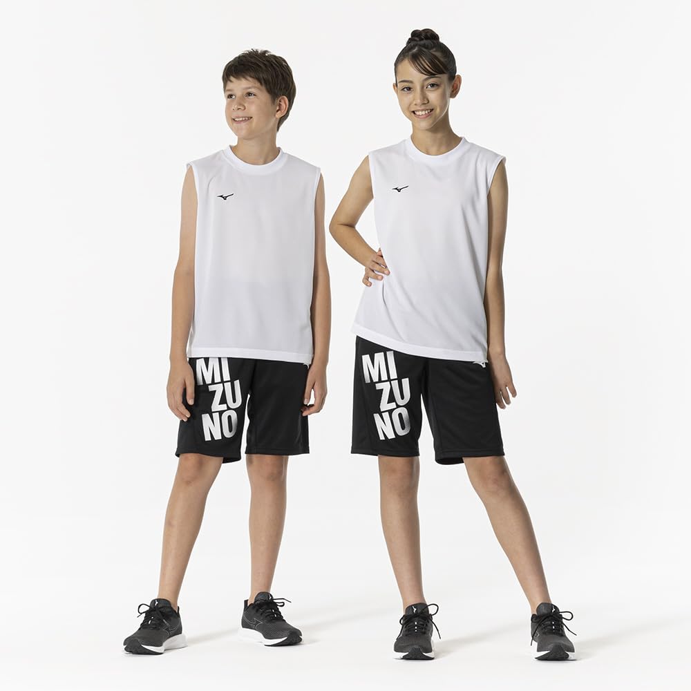 Mizuno NaviDry Training Wear Tank Round UPF Top, Shirt, Neck, Sleeveless, Junior, Moisture-Wicking, Quick-Drying, 15, Unisex, 32MAB499, White/Black